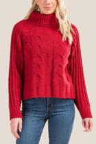 Francesca's Hayden Cowl Neck Chenille Sweater - Brick