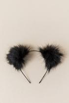 Francesca's Fbia Fur Puff Headband - Black