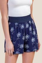 Francesca's Peyton Floral Soft Shorts - Navy