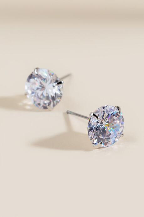 Francesca's Laila Round Cubic Zirconia Studs - Crystal