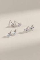 Francesca's Amberly Cubic Zirconia Flower Earring Set - Crystal