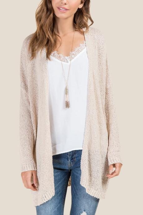 Francesca's Julia Knit Cardigan - Taupe