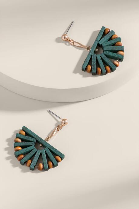 Francesca's Kaitlyn Painted Wood Drop Earrings - Forest