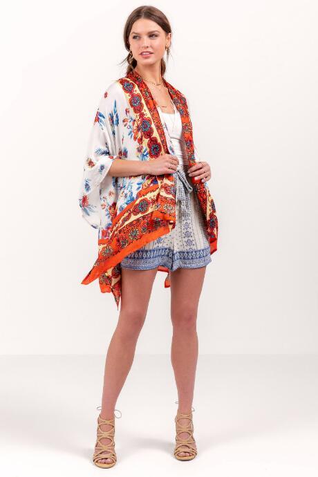 Francesca's Andrea Floral Kimono - Ivory