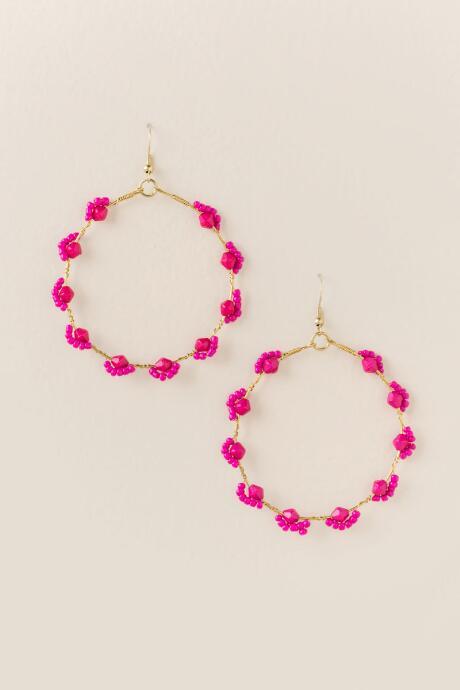 Francesca's Chantel Cluster Hoop Earring In Neon Pink - Neon Pink