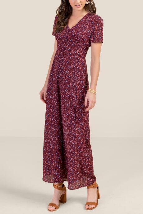 Francesca's Adeline Floral Jumpsuit - Purple