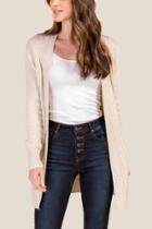 Francesca's Kaylie Elbow Patch Cardigan - Taupe