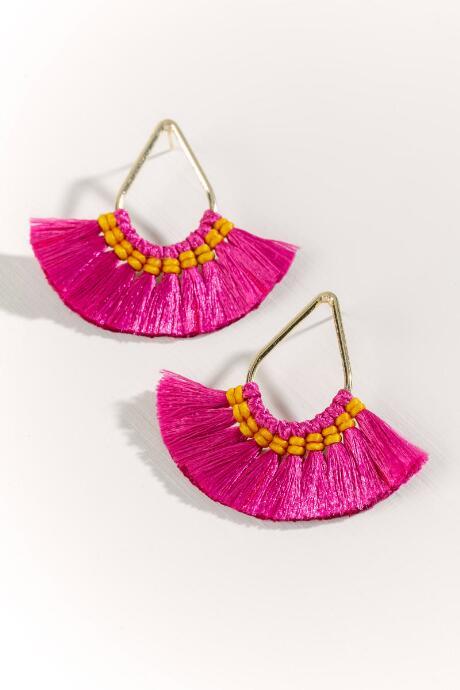 Francesca's Caitlyn Triangle Thread Drop Earrings - Fuchsia