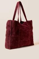 Francesca's Brandy Patched Suede Tote - Burgundy