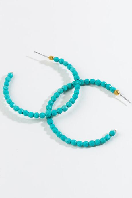 Francesca's Lila Turquoise Beaded Hoops - Turquoise