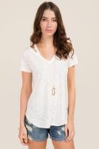 Alya Corey Cut Out Distressed Knit Tee - White