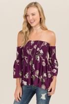 Francesca Inchess Polly Floral Smocked Off The Shoulder Top - Purple