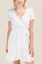 Francesca's Kara Striped Wrap Dress - Ivory