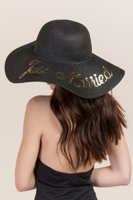 Francesca's Just Married Sun Hat - Black