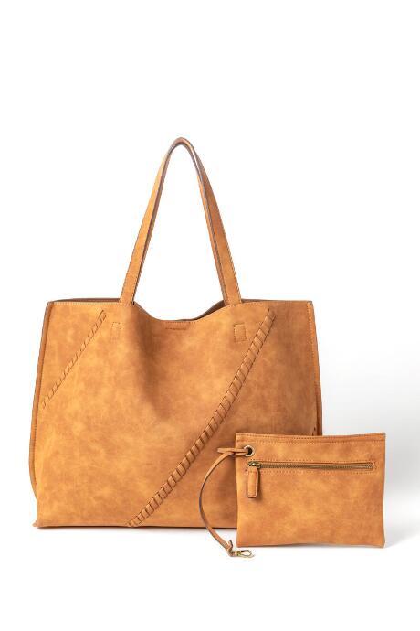 Francesca's Diagonal Patterned Large Tote - Brown
