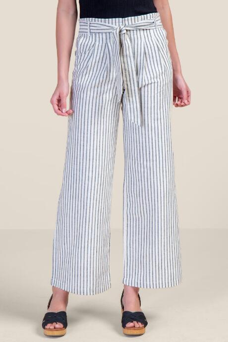 Francesca's Haley Striped Palazzo Pants - Ivory