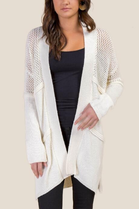 Francesca's Claudia Pointelle Knit Cardigan - Ivory