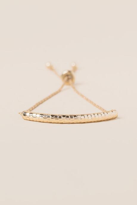 Francesca's Sadine Metal Pull Tie Bracelet - Gold