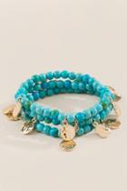 Francesca's Thea Gold Coin Bracelet In Turquoise - Turquoise