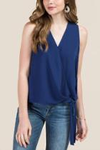 Francesca Inchess Braelynn Surplus Front Side Tie Tank - Navy