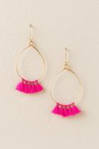 Francesca's Tory Mini Tassel Hoop Earring - Neon Pink