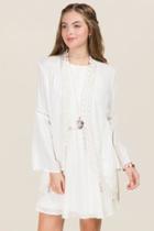 Blue Rain Brio Bell Sleeve Crochet Kimono - Ivory