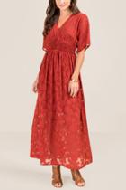Francesca Inchess Farah Kimono Sleeve Maxi Dress - Cinnamon