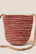 Francesca's Sadie Jute Striped Bucket Tote - Red