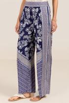 Francesca Inchess Milly Tie Waist Floral Palazzo Pants - Navy