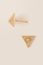 Francesca's Sarah Cubic Zirconia Triangle Stud Earring - Gold