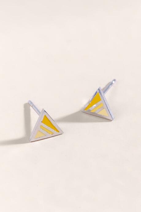 Francesca's Eileen Triangle Geo Studs - Yellow