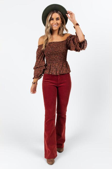 Francesca's Greenly Off The Shoulder Blouse - Multi