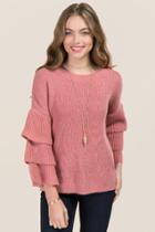 Mi Ami Irit Tiered Ruffle Sleeve Pullover - Rose