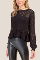 Francesca's Camille Peplum Sweater - Black