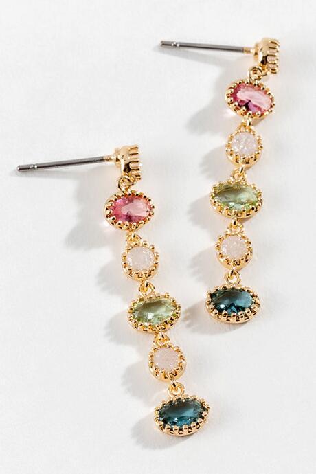 Francesca's Marilyn Semi-precious Linear Earrings - Multi