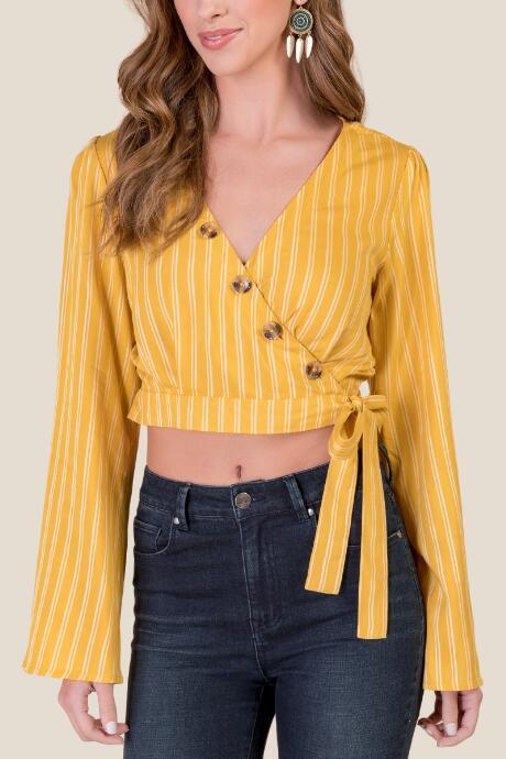 Francesca's Skye Wrapped Button Down Top - Marigold