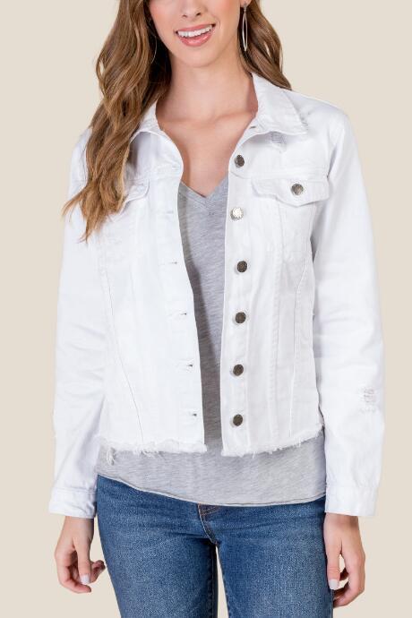 Francesca's Heidi White Denim Jacket - White