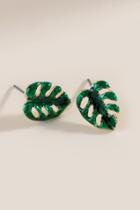 Francesca Inchess Leaf Stud Earrings - Green