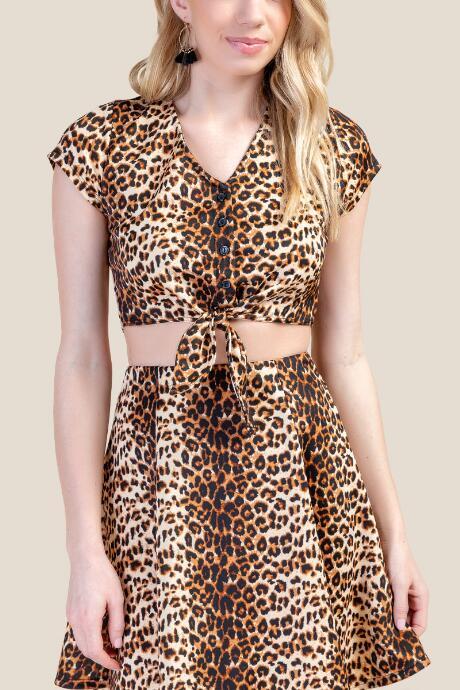 Francesca's Tasha Leopard Crop Top - Sand