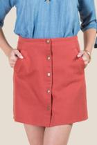 Francesca's Hudson Snap Front Mini Skirt - Cinnamon