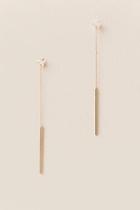 Francesca's Meilani Delicate Crystal Bar Earrings - Gold