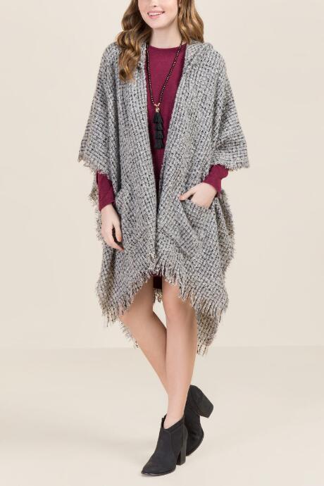 Francesca Inchess Samantha Boucle Ruana - Gray