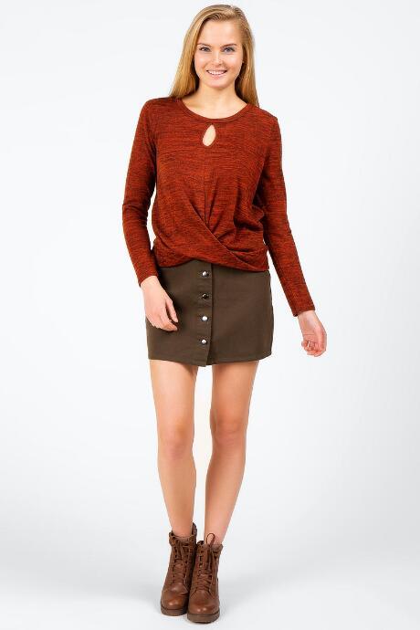 Francesca's Carianne Front Twist Top - Rust