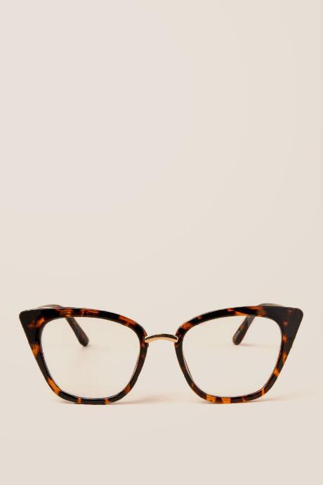 Francesca's Shani Clear Tortoise Cat Eye Glasses - Tortoise
