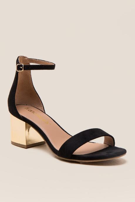 Francescas Irmina Metallic Low Block Heel - Black