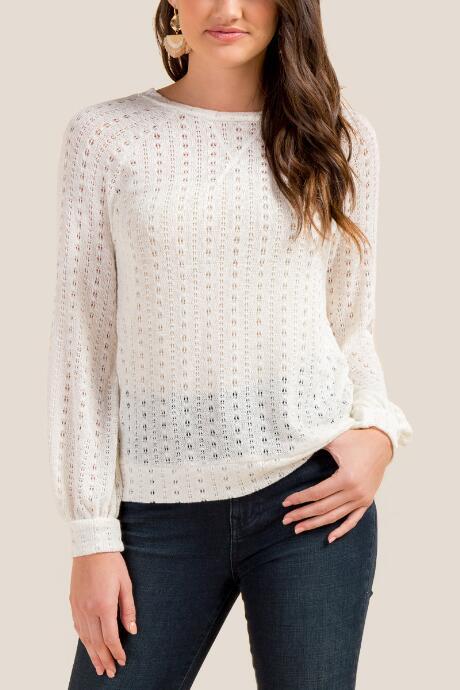 Francesca's Estelle Space Dyed Wrap Back Sweater - Ivory