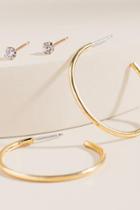 Francesca's Kiera Crystal Stud And Hoop Earring Set - Gold