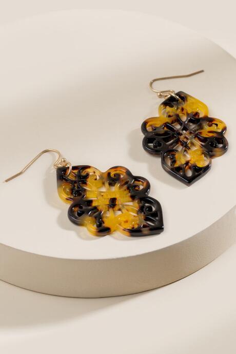 Francesca's Lila Tortoise Resin Drop Earrings - Amber