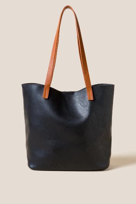 Francesca's Eleanor Soft Vegan Leather Tote - Black