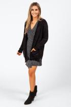 Francesca's Kristley Long Ribbed Cardigan - Black